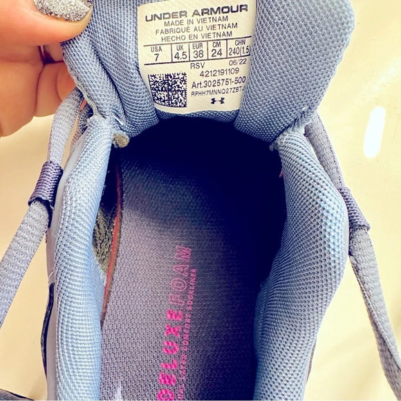 NWOT Under Armour 2022 Charged Verssert Speckle Aurora Purple Running Shoes - Picture 11 of 11